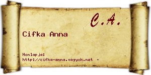 Cifka Anna névjegykártya